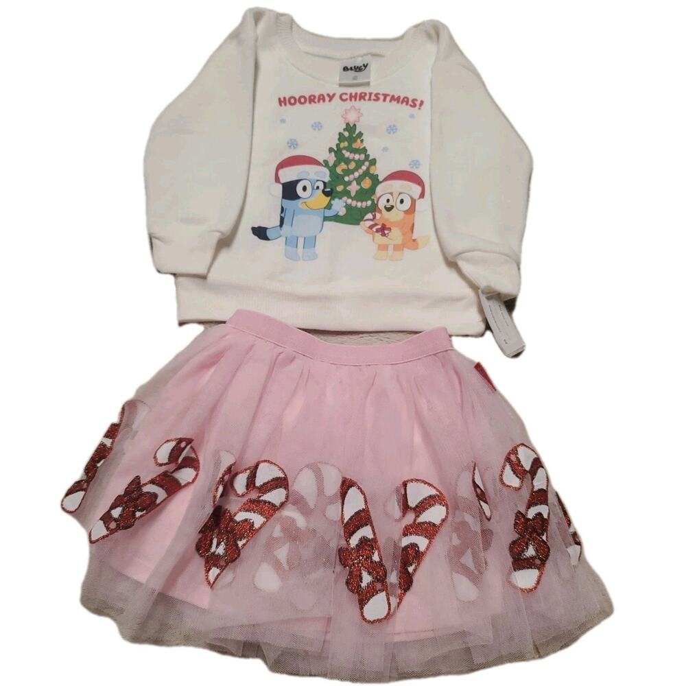 NWT Bluey Christmas Girly Outfit Size 18M Toddler Holiday Dress Set - Picture 3 of 5